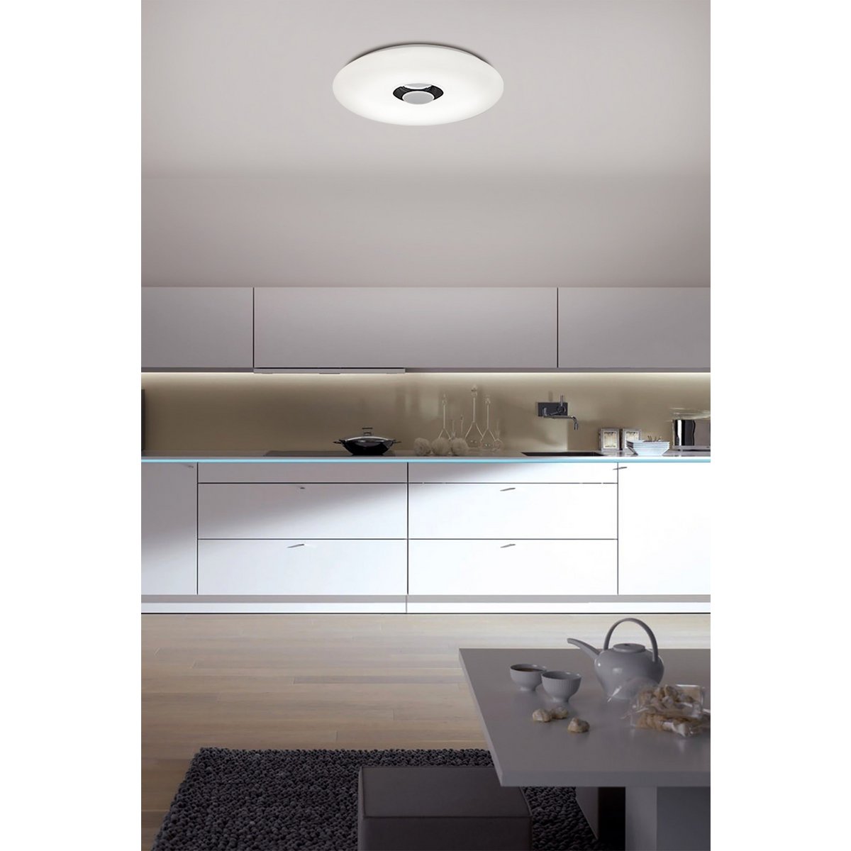 LED ceiling light "Nashville" Ø 40cm, many functions, made of metal and plastic, white, with integrated LEDs, lighting for living rooms, hallway or office