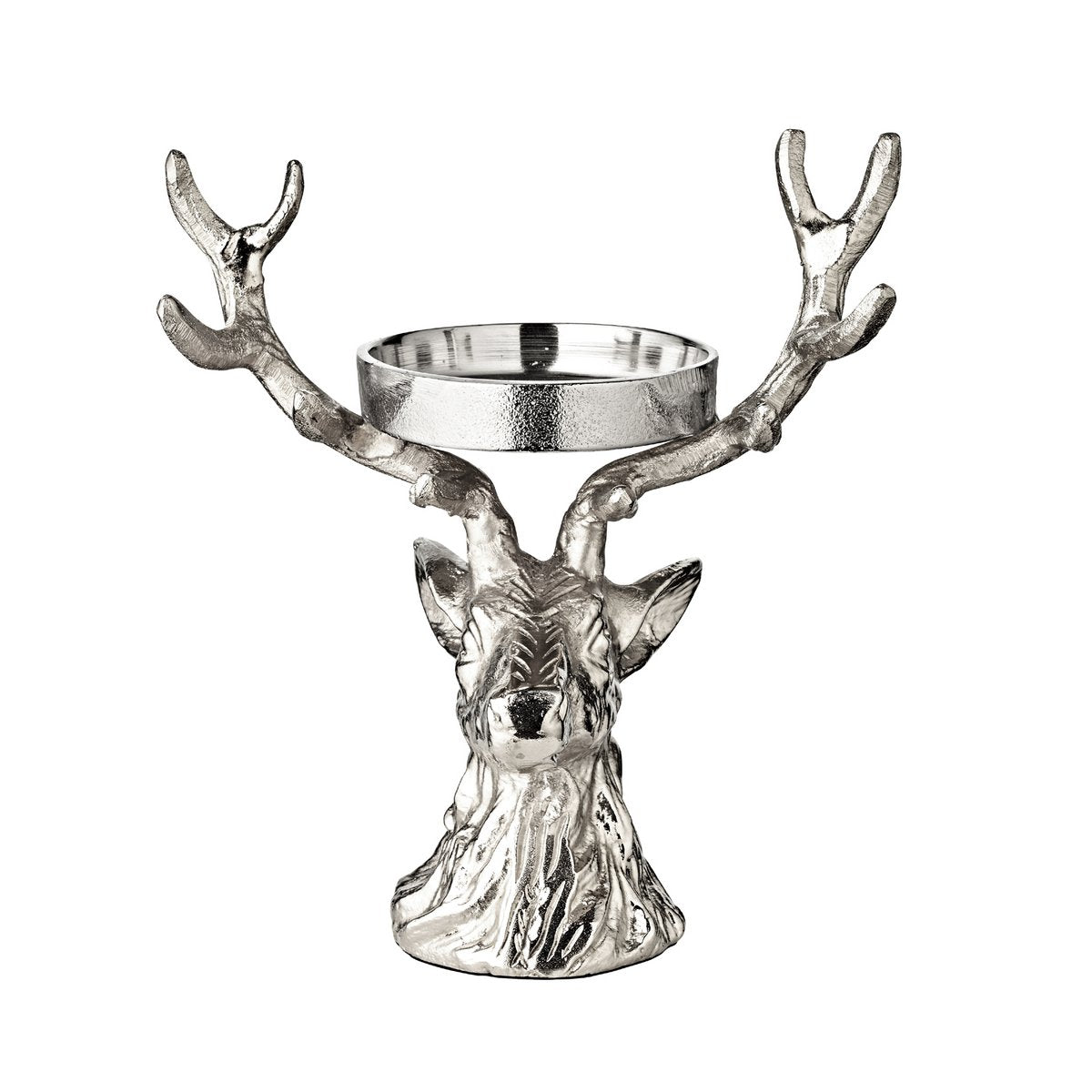 EDZARD candlestick deer, nickel-plated aluminum, height 20 cm, for pillar candle ø 6 cm