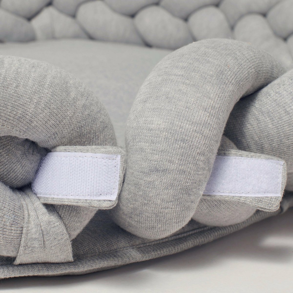 Grey braided cot bumper