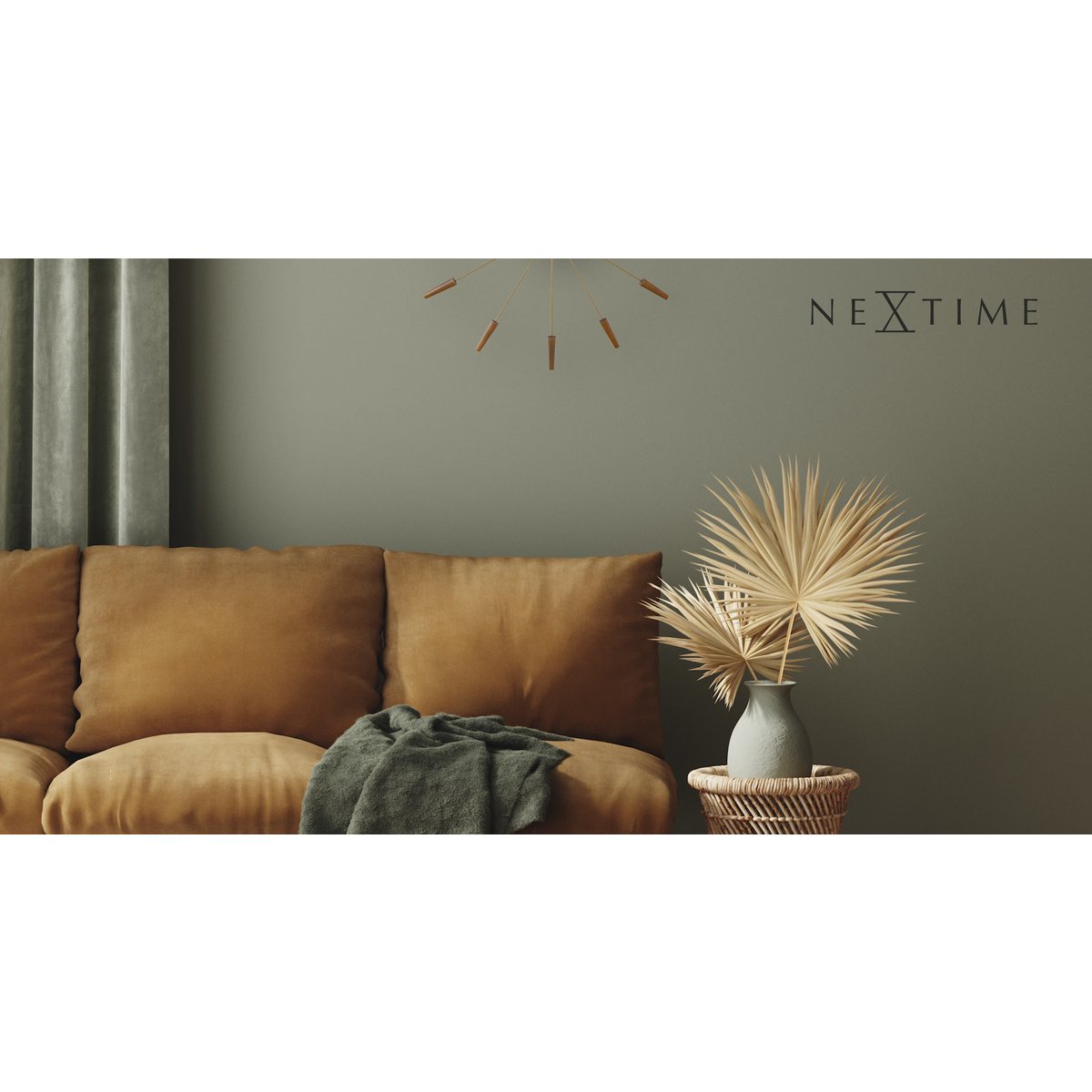 Large Wall clock 58cm - Silent - Wood/Stainless Steel - "Plug-Inn"
