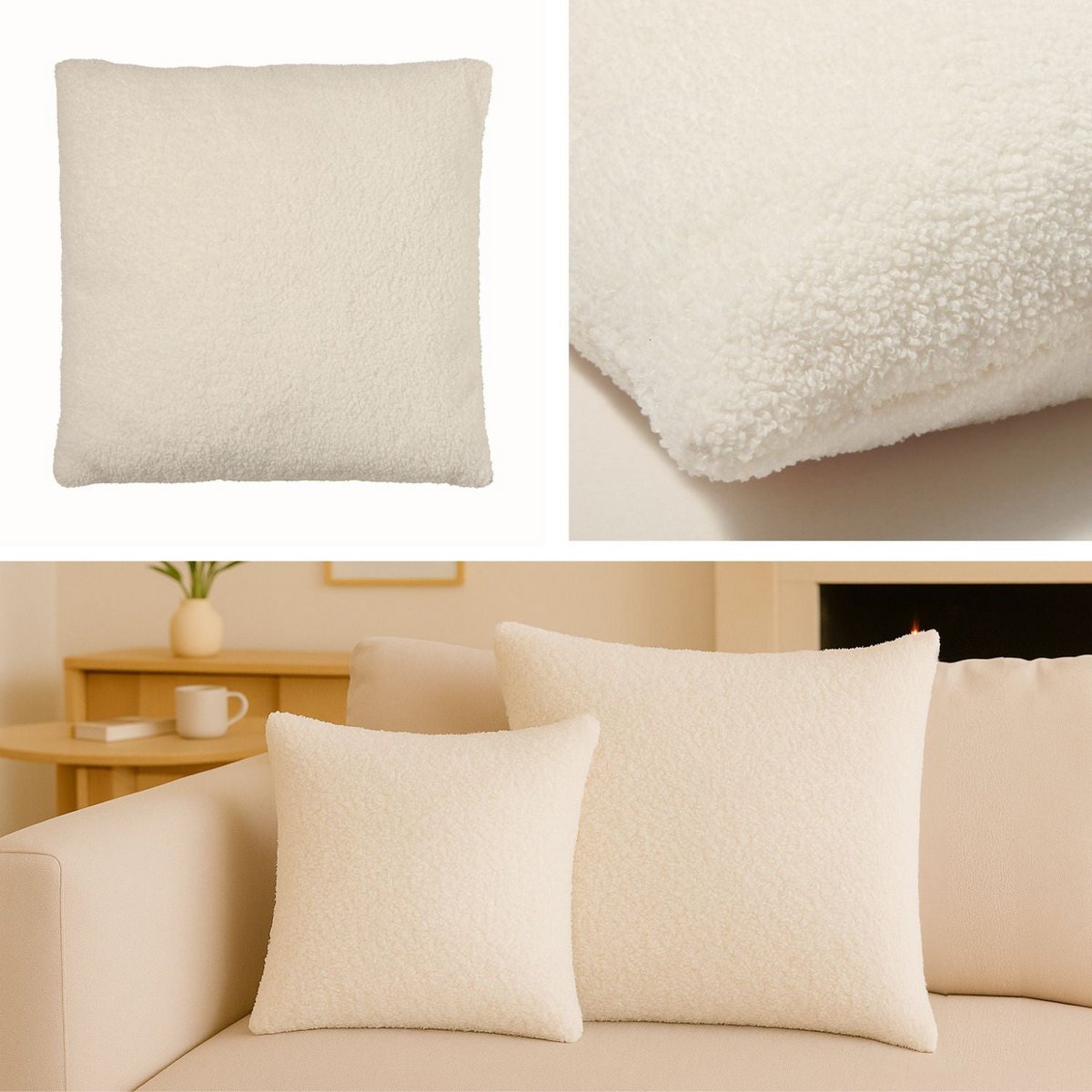 Decorative Cushion Teddy Ivory 50x50 cm