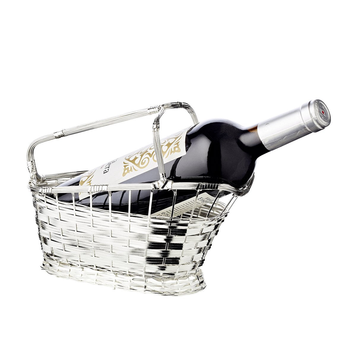 EDZARD wine basket, red wine basket, silver-plated, tarnish-resistant, length 24 cm
