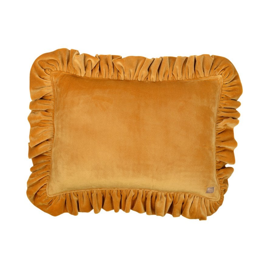 Soft Velvet Pillow with Frill “Mustard”