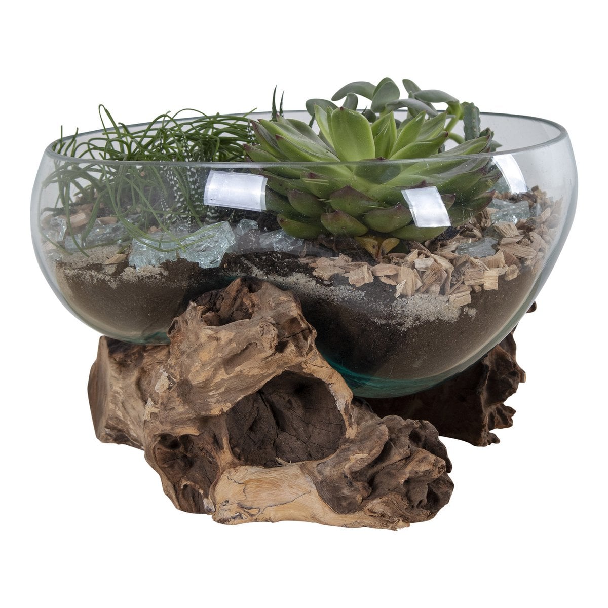San Marino Waterdrop - Teak, Glas, Stål, Natur - 26x26x20 cm