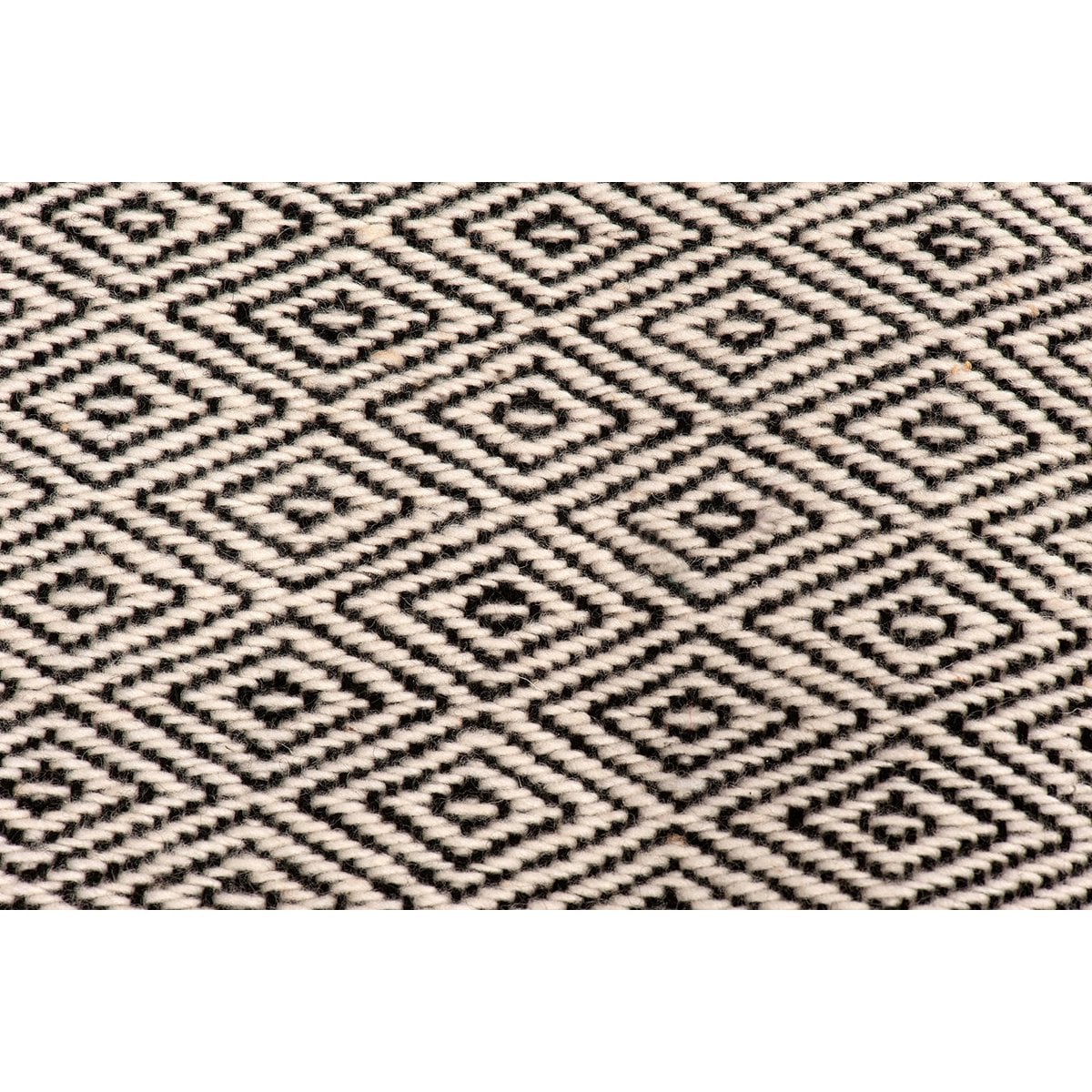 Rombo Wool Rug Aztec - Southwestern - Ethnic Design - Black and White diamond design - Small rug