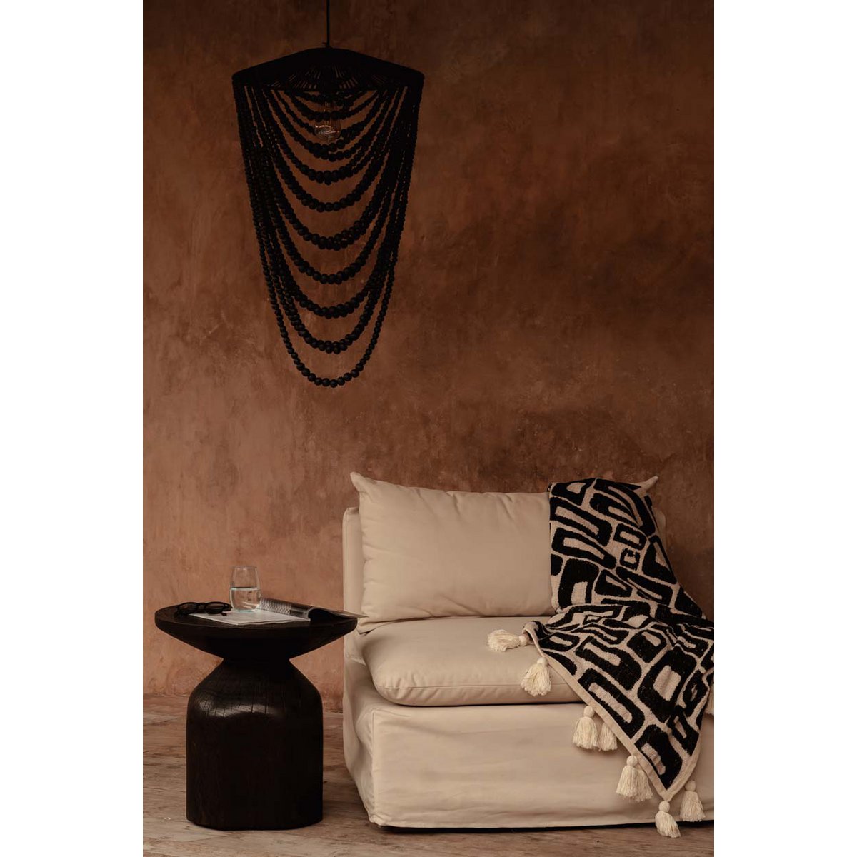 The Wooden Bead Chandelier - Black - L