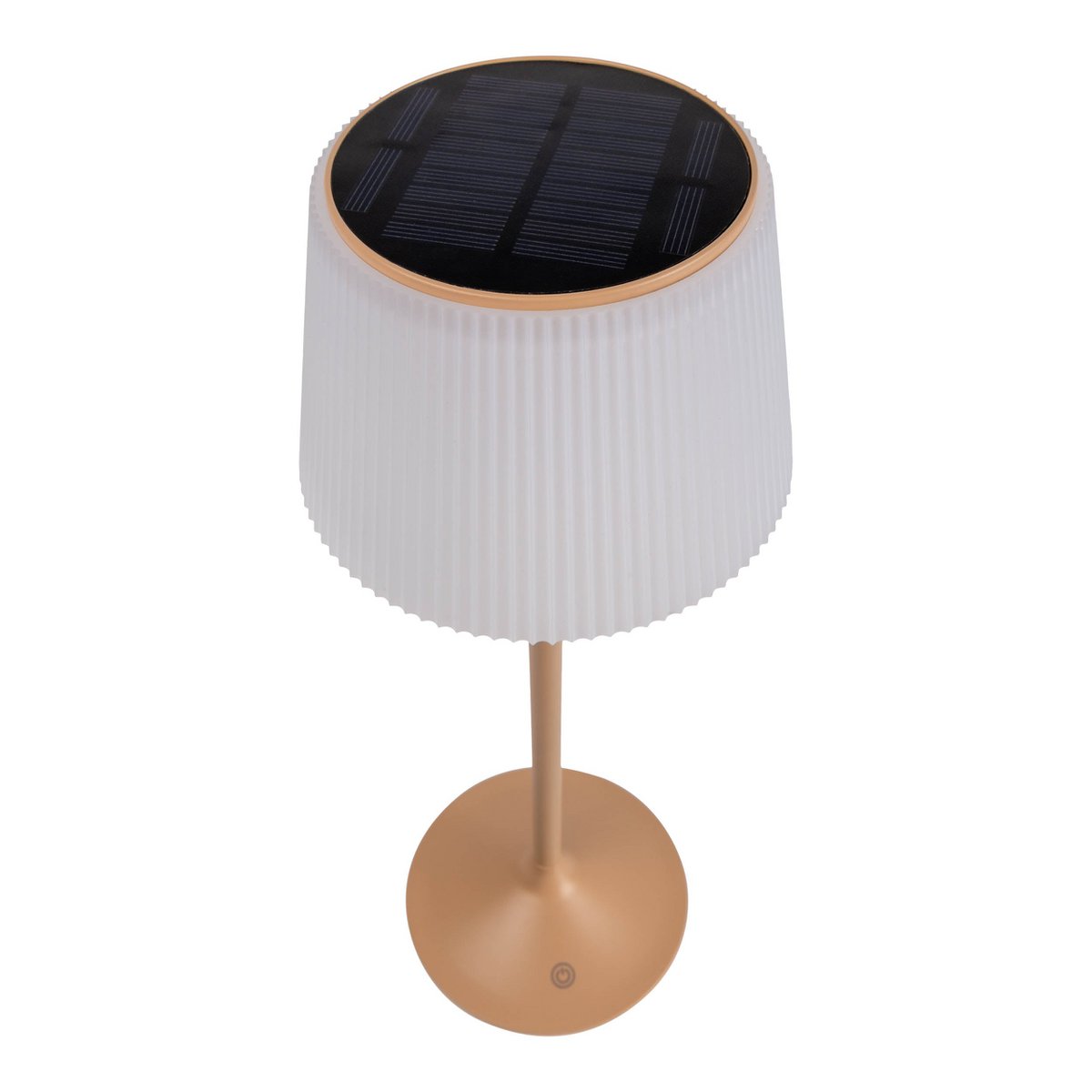 Solar battery lamp "Emmi" 38 cm high, umbrella Ø 13 cm, metal in almond and white plastic, for the outdoor area, dimmable CCT.