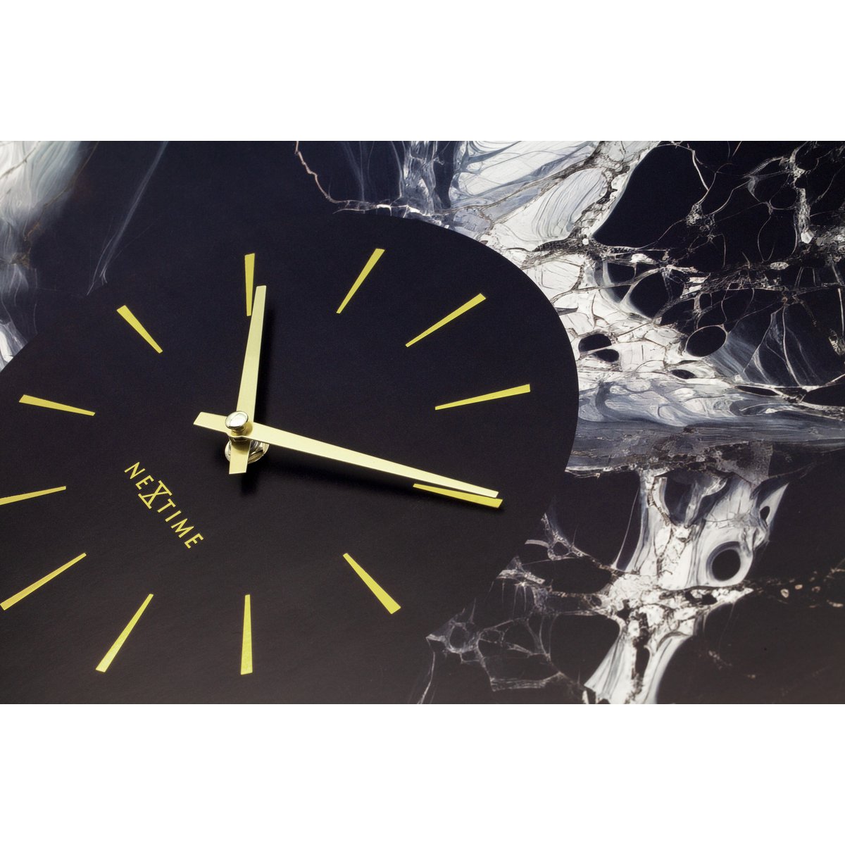 Large Wall Clock 48cm-Silent-Aluminium-NeXtime 'Marble Duo'