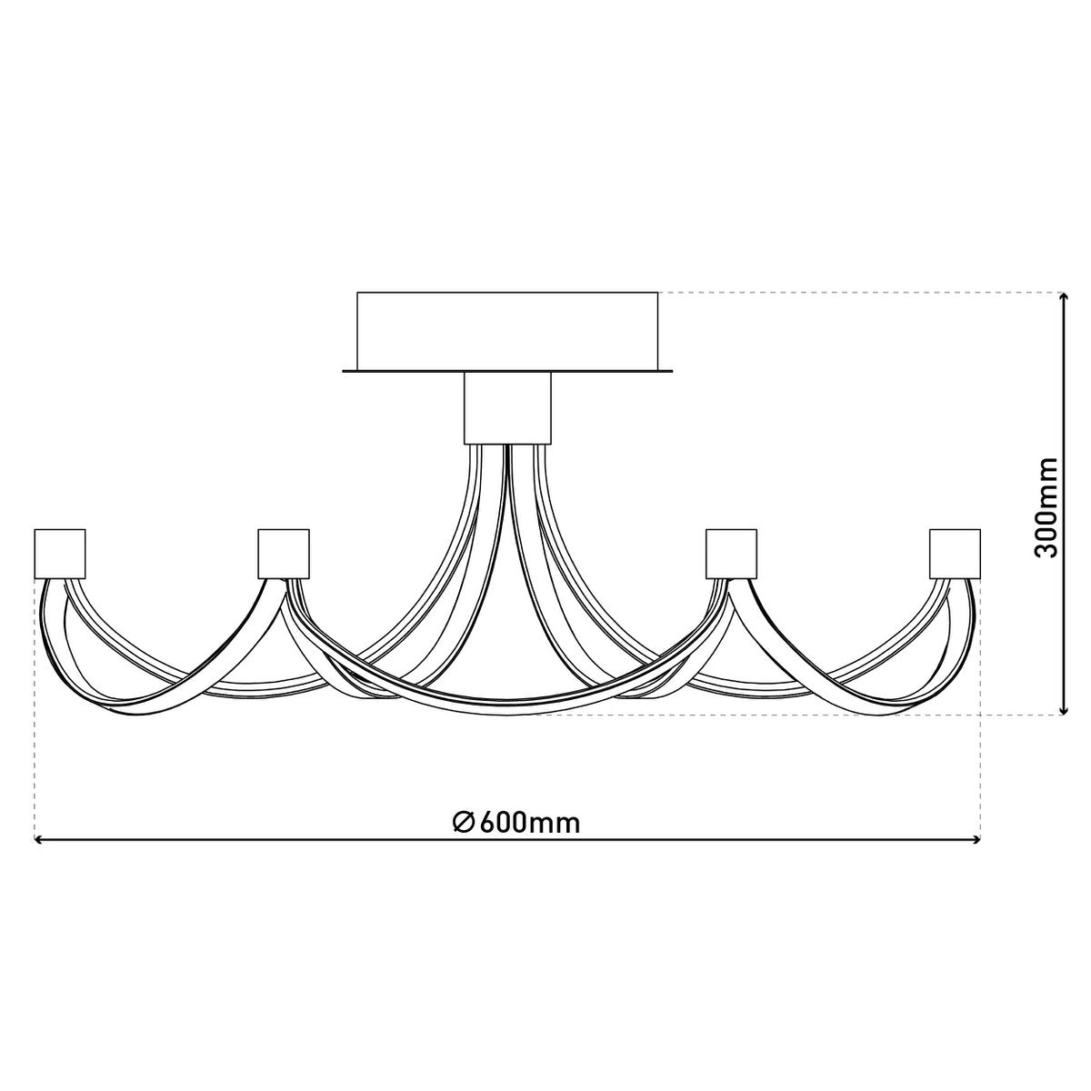 LED-taklampa "Festival" Ø 60cm, metall nickel matt och plast, fast inbyggda LED, belysning för vardagsrum, matsal, kontor eller hall