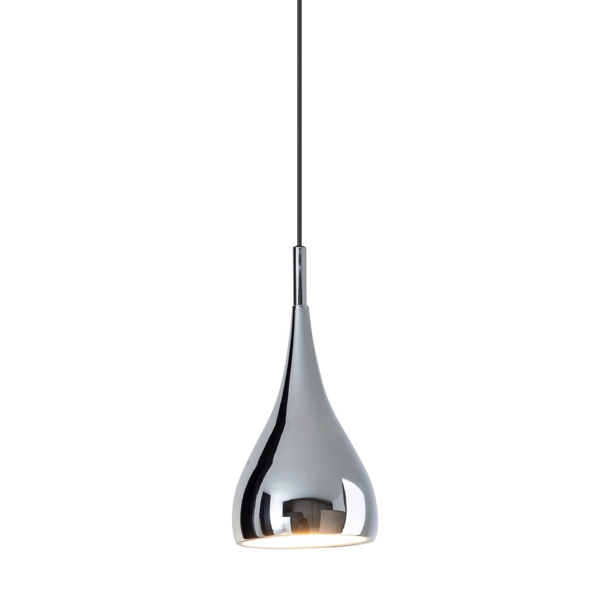 Pendant lamp "Style", retro classic, pendant lamp made of chrome-gloss metal with E27 socket, umbrella Ø15 cm, ideal for dining room, living room and kitchen.