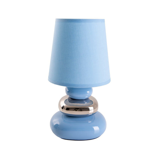 Keramikbordslampa "Stoney", bordslampa i keramik, blå, med E14-sockel, bordslampa för matsal, vardagsrum, hall eller kontor, eller som sänglampa, 31 cm hög
