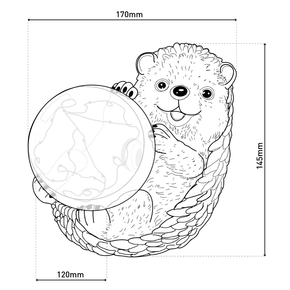 LED Solarleuchte "Igel" für Terrasse und Garten, aus braunem Kunststoff, mit fest verbauten LEDs, Deko Lampe für Außen 17 x 14,5 x 12 cm
