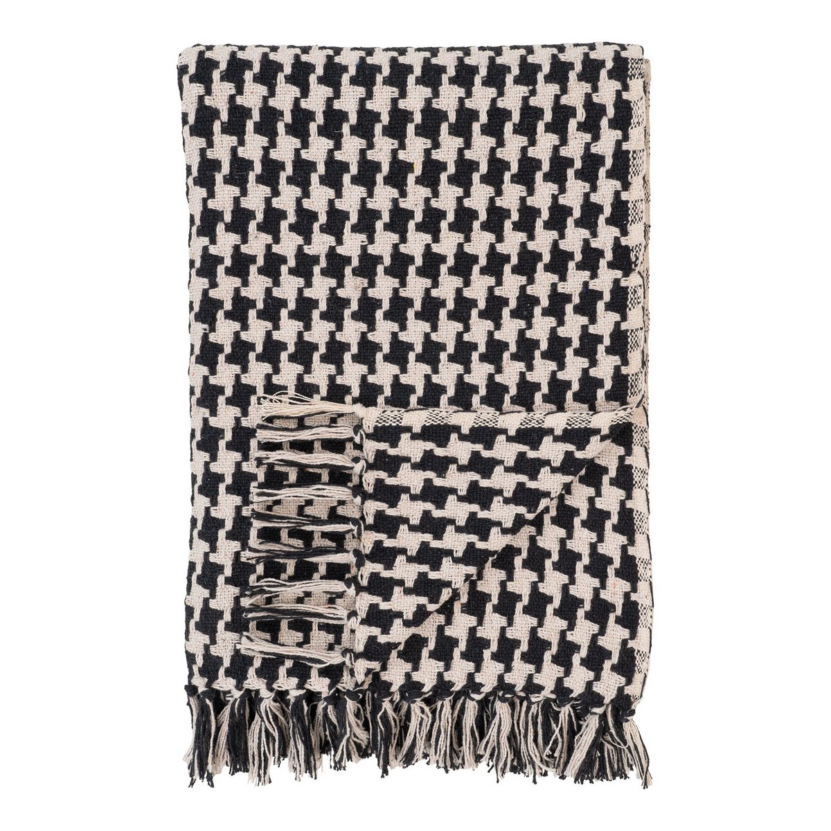 Side Plaid - Plaid, black/beige, Cotton, Polyester, 130x180 cm