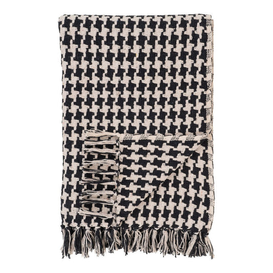 Side Plaid - Plaid, black/beige, Cotton, Polyester, 130x180 cm