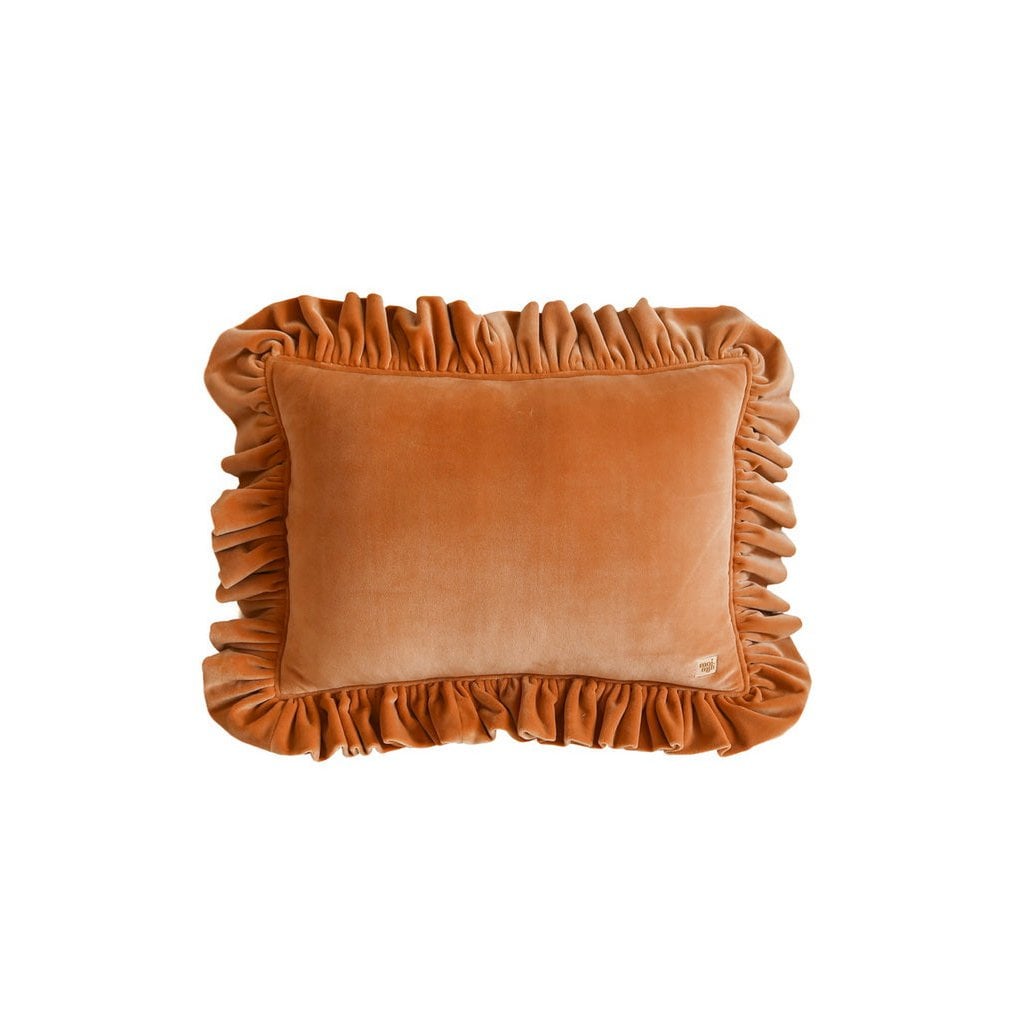 Soft Velvet Pillow with Frill “Caramel”