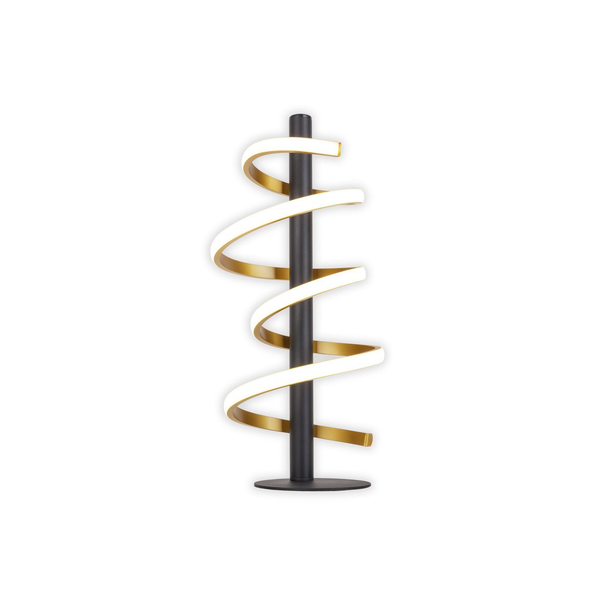 LED-bordslampa "BELLEZA", modern bordslampa i metall och plast i svart, guld och vitt, med fasta lysdioder, 50 cm hög, belysning för vardagsrum, matsal, sovrum eller kontor.