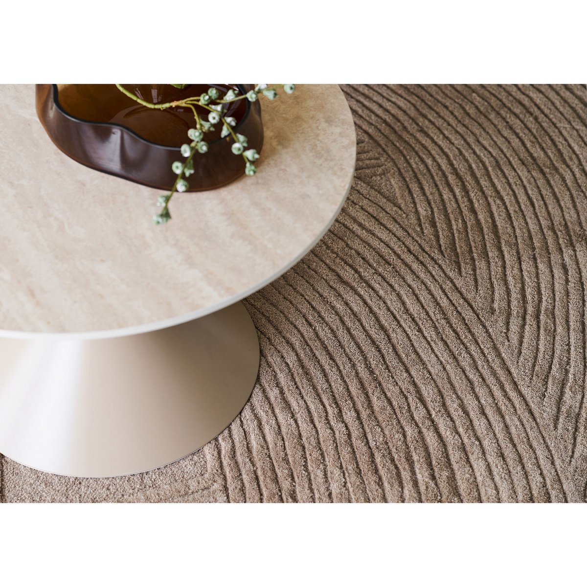 Annecy Coffee table, ceramic table top/steel, travertine/sand, ø70x41 cm