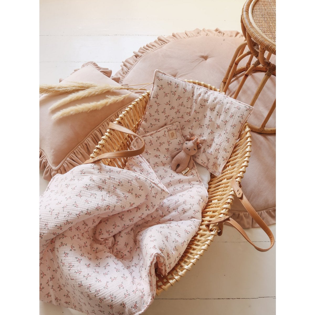 Soft Velvet Pillow with Frill “Latte”