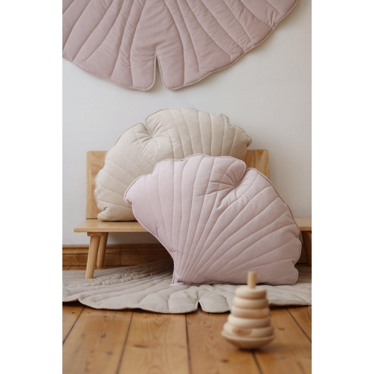 “Powder Pink” Velvet Ginkgo Leaf Pillow