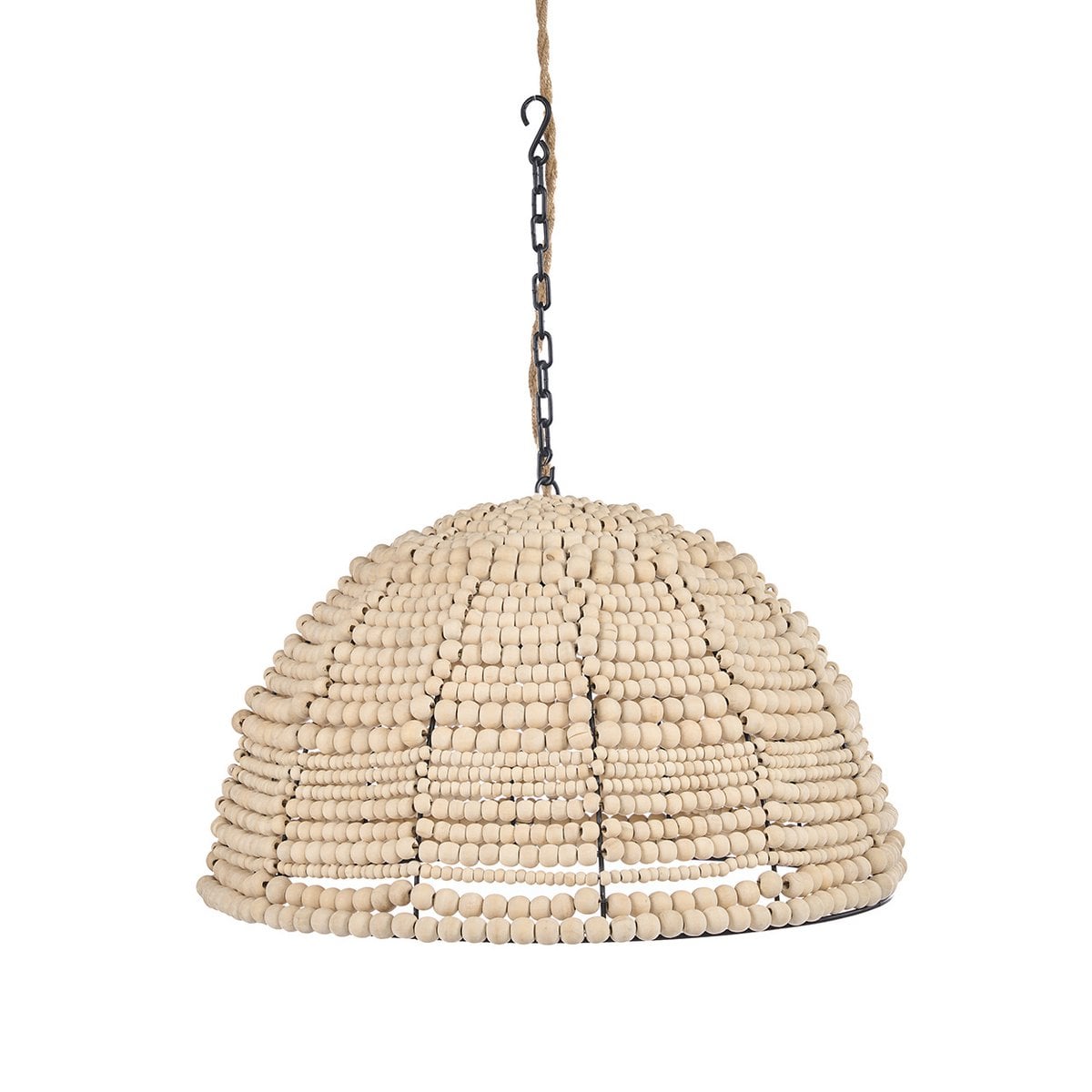 The Wooden Bead Dome Pendant - Natural