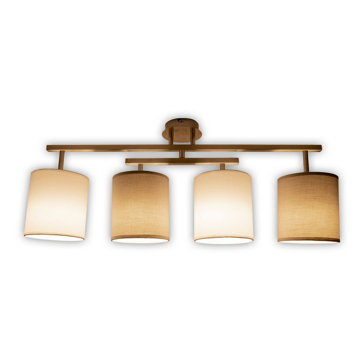 4 taklampa "Tilde", klassisk taklampa i metall och textil i grått med E27-sockel, 82 cm lång, skärmarna är justerbara, perfekt för vardagsrum, matsal och sovrum