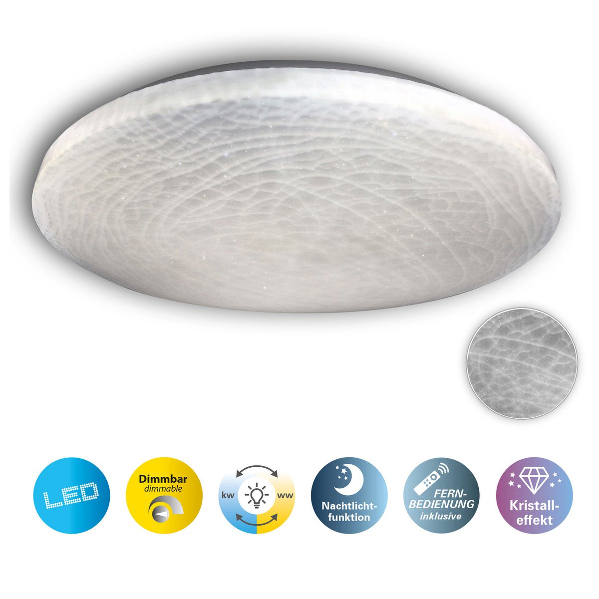 LED-taklampa "Polaris" d: 48cm kristalleffekt