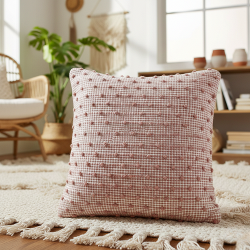 Pink Woven Striped Cushion Cover – Cotton – Urbane Hide