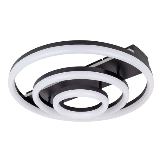 LED CCT-taklampa "Circulo" av svart metall och sandfärgad plast Ø 60 cm