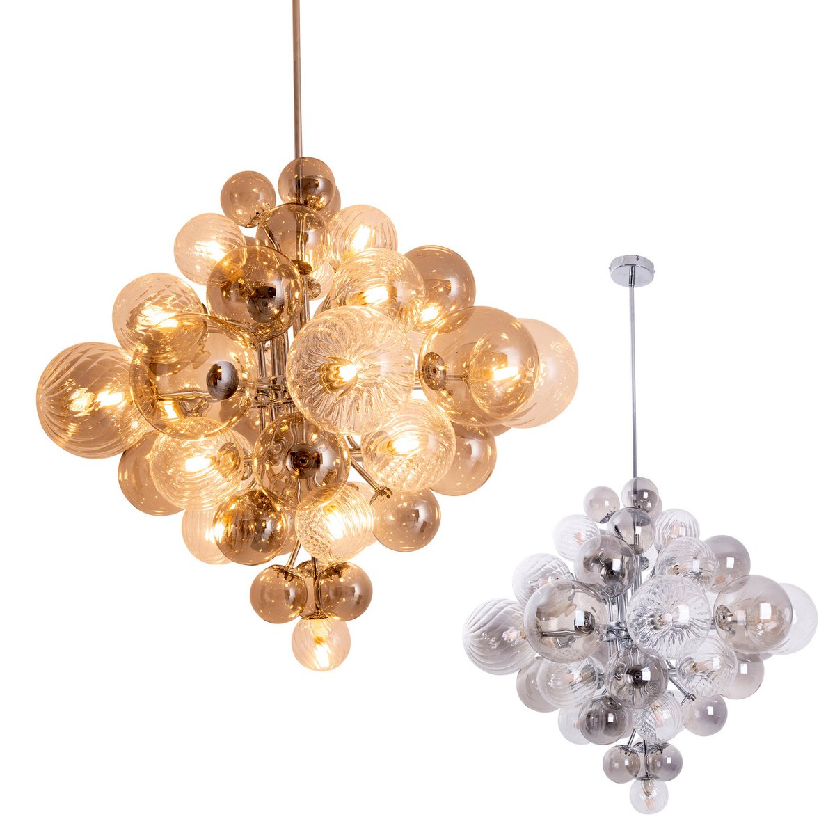 Pendelleuchte "SPHERE" Ø 75cm, au s Metall und Glas mit verschiedenen Strukturen, Beleuchtung für Wohnzimmer, Esszimmer oder Büro.