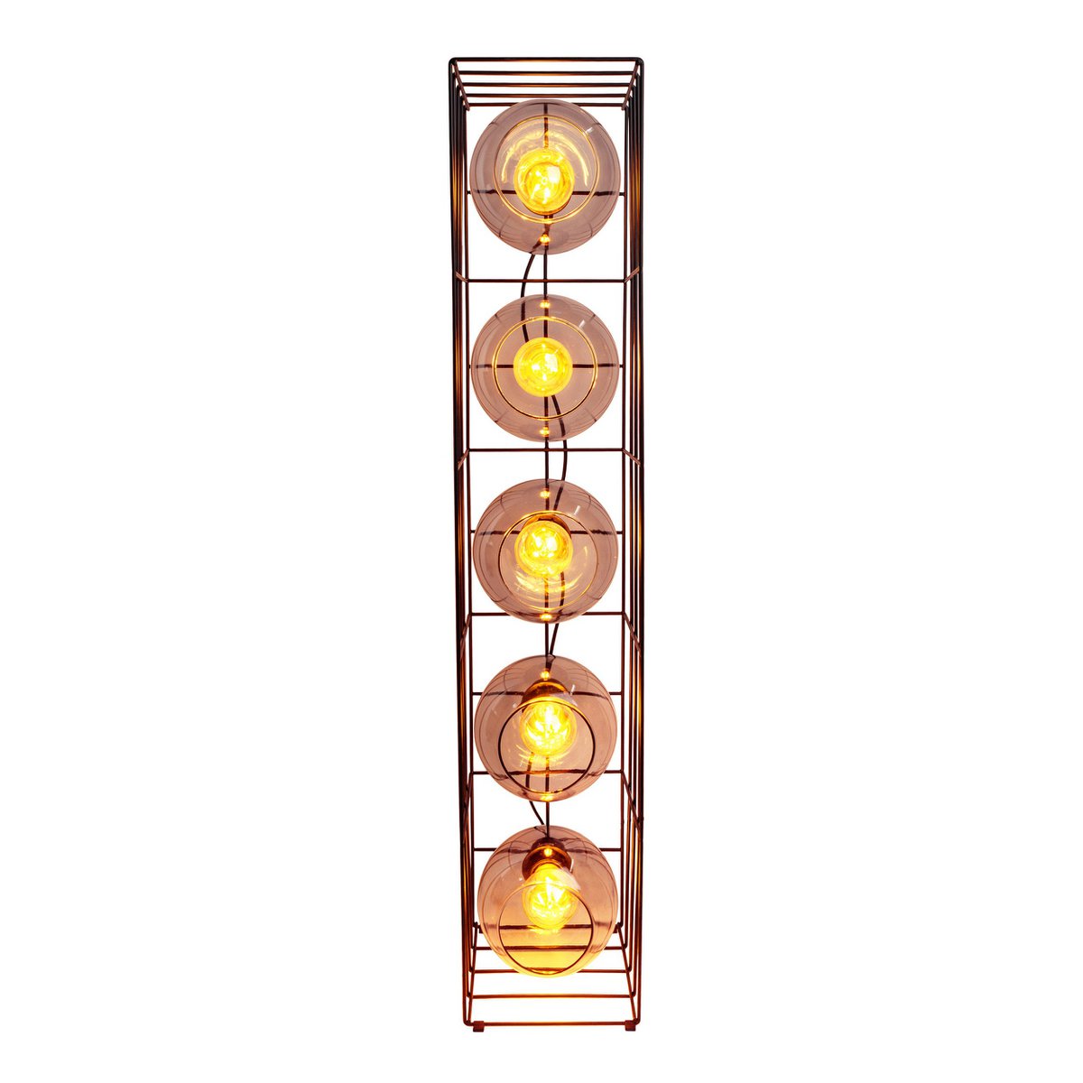 Golvlampa "Cesta" i glas med stomme i svart metalltråd och tonat glas, med E27-sockel, 95 cm hög, för matsal, vardagsrum, hall eller kontor,