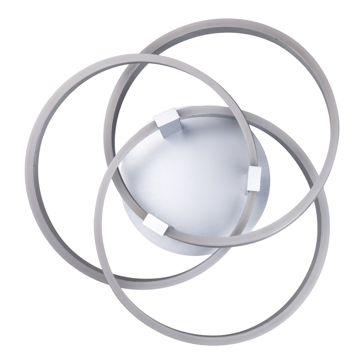 Smart Home LED ceiling light "Divora" Ø 58cm, ceiling lamp made of metal, aluminum brushed and white plastic, with many functions, firmly built -in LEDs, lighting for living room, dining room office or hallway