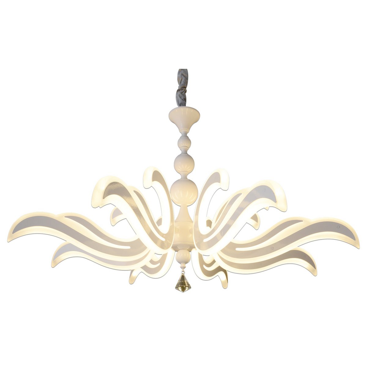 LED crown "Ludwig" white Ø 66cm, with firmly installed LEDs, metal in white
