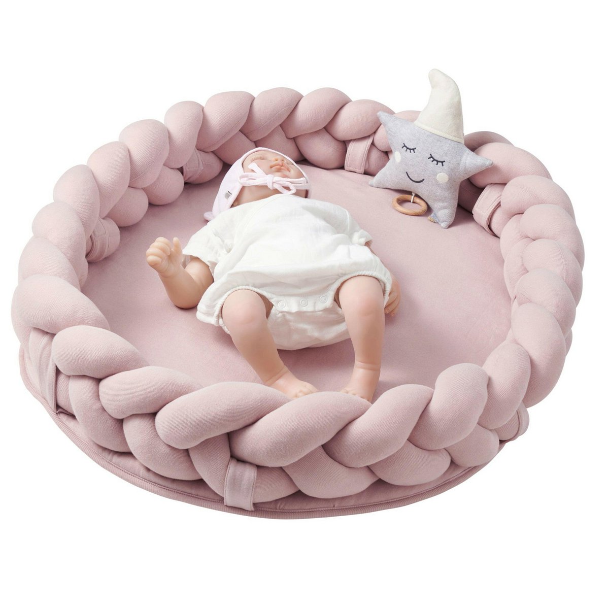 Pink braided cot bumper