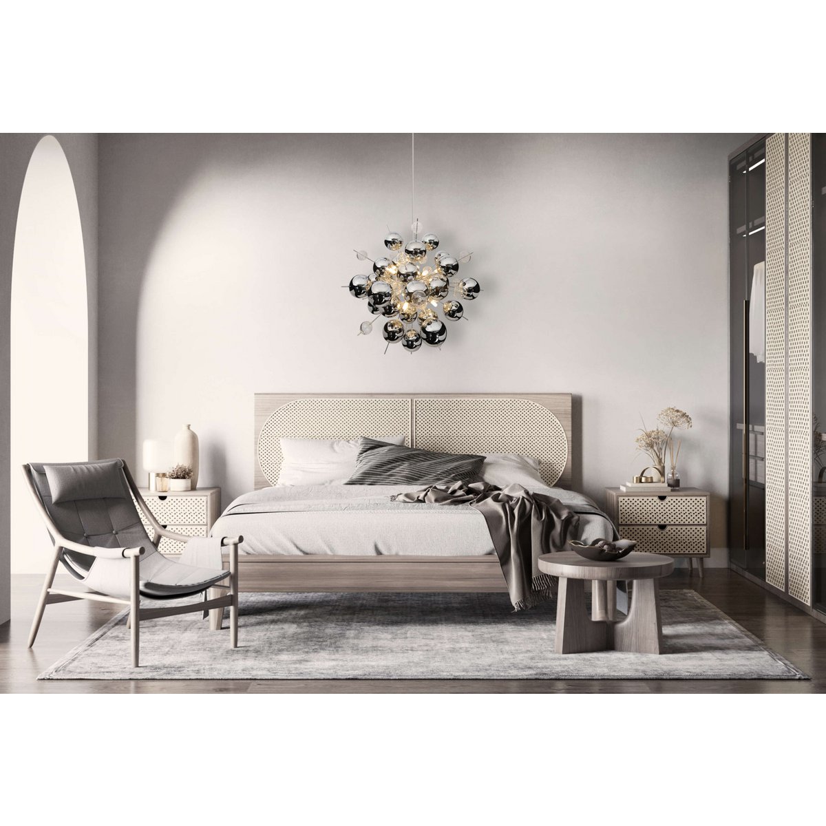 Pendelleuchte "EXPLOSION" chrom aus Metall und Glas, G9 Fassungen, Hängelampe für Esszimmer, Wohnzimmer, Diele oder Büro, Øca. 65 cm