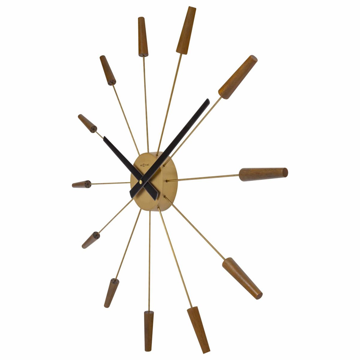 Large Wall clock 58cm - Silent - Wood/Stainless Steel - "Plug-Inn"