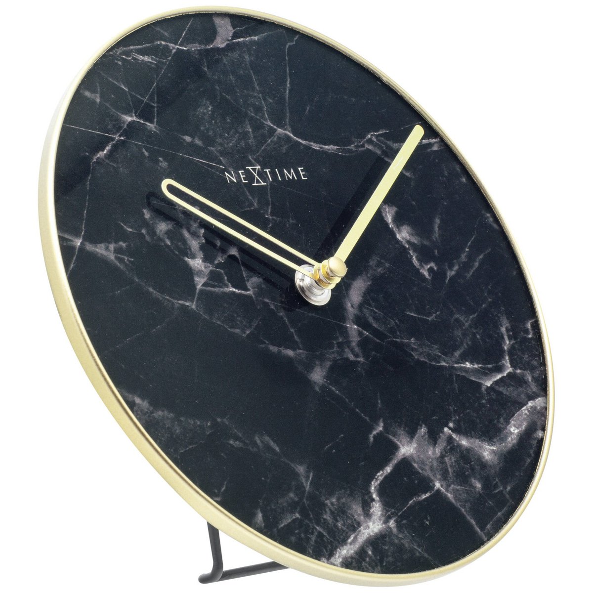 Table / Wall clock - 20 cm - Glass / Metal - 'Marble'