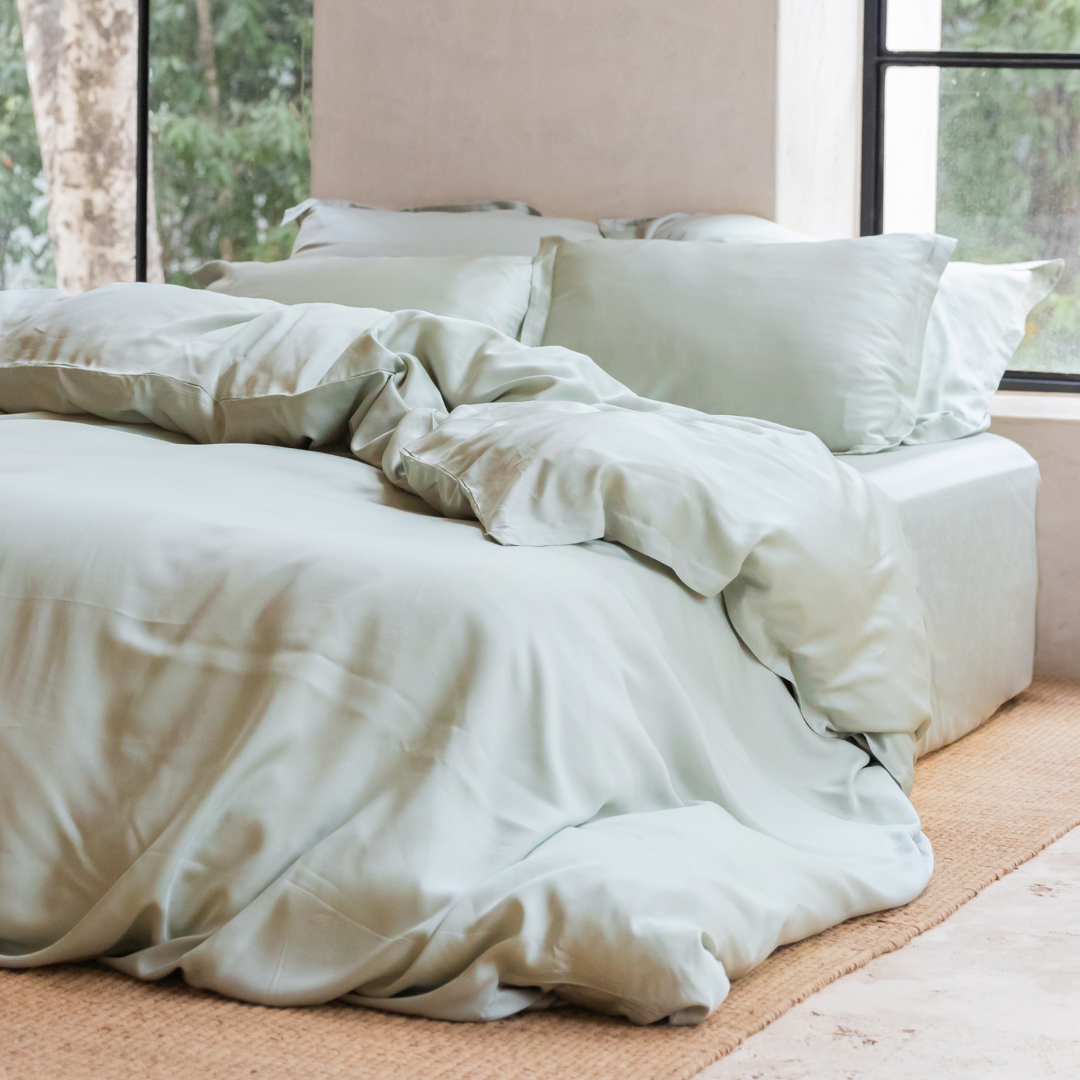 TENCEL™ – Påslakanset i Saten, Grågrön