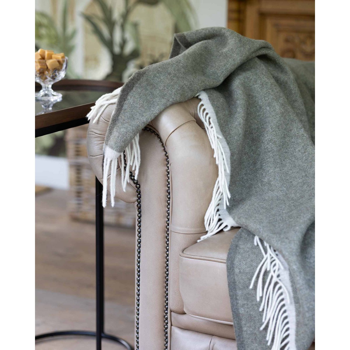 Merino/cashmere Throw Blanket MILANO Verde Orlo