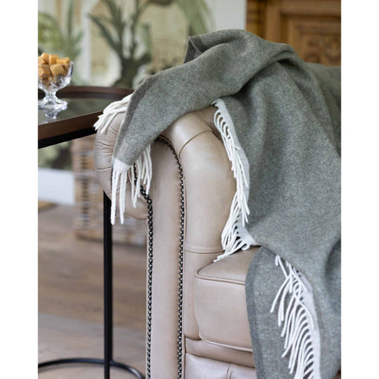 Merino/cashmere Throw Blanket MILANO Verde Orlo