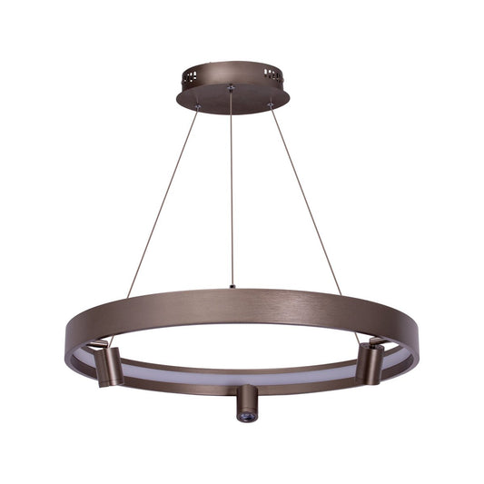 LED-pendellampa "TRISTAN", modern pendellampa i metall och plast i blankt stål, lysdioderna är fast monterade. Med ca 58 cm Ø är den den perfekta belysningen för vardagsrummet, matsalen eller köket.