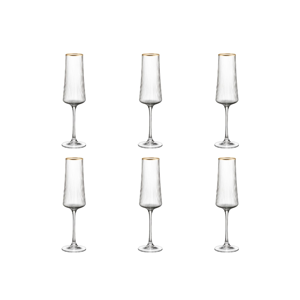 Champagneglas med guldkant 210 ml - Förpackning med 6