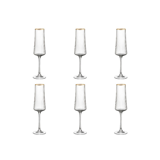 Champagne flutes gilded edge 210ml - Lot of 6