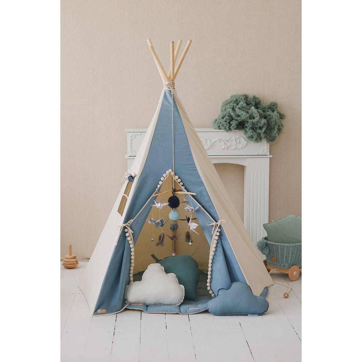 “Jeans” Teepee Tent with Pompoms
