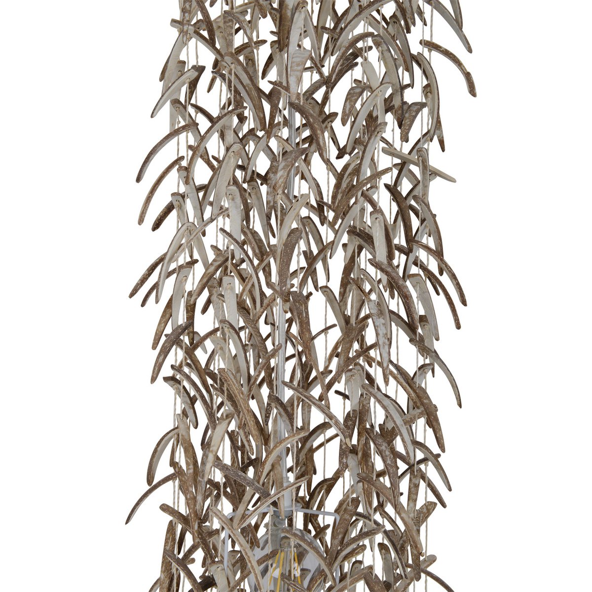 Pendant lamp "coconut" 180 cm high, made of wood and coconut shells, beige/brown, E27 socket, lighting for living room, dining room or winter garden.