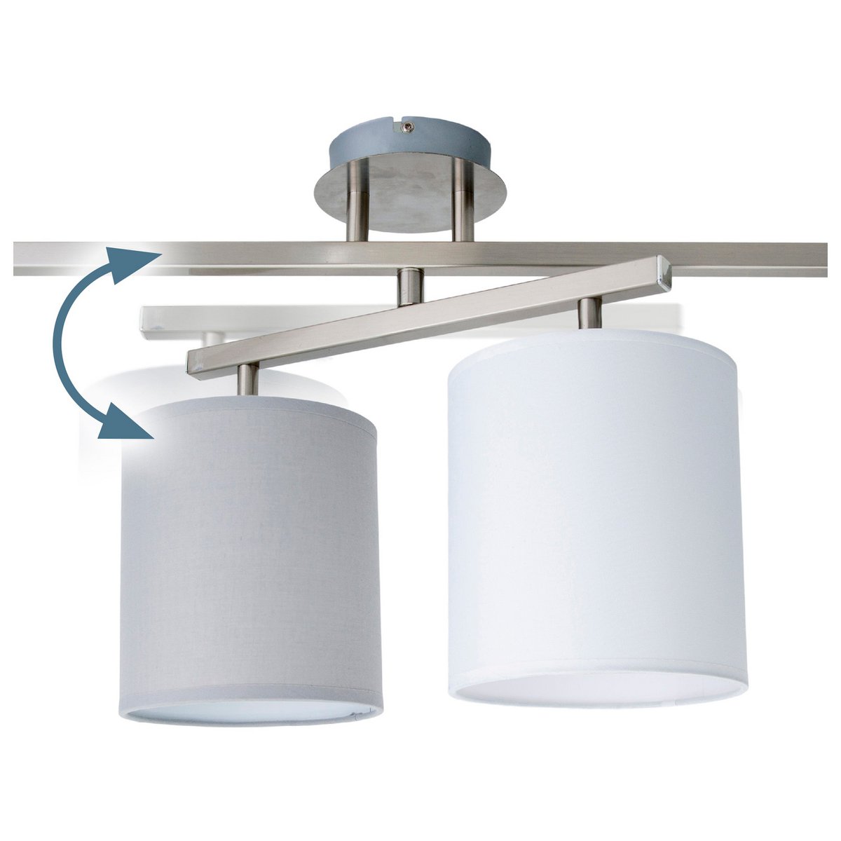 4 taklampa "Tilde", klassisk taklampa i metall och textil i grått med E27-sockel, 82 cm lång, skärmarna är justerbara, perfekt för vardagsrum, matsal och sovrum