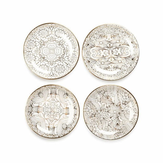 WHITE CUPS ABSTRACT DESIGN - SET OF 4