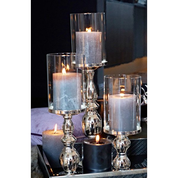 EDZARD lantern Mascha, noble silver-plated, tarnish-proof, height 45 cm, for candles up to diameter 10 cm