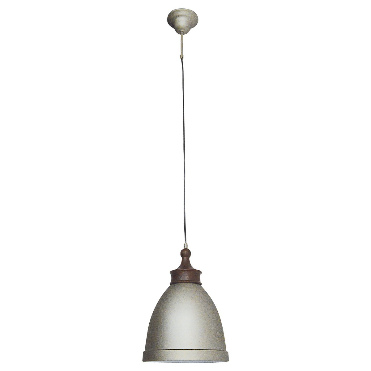 Metal pendant light "Pinhead" with wood look attachment