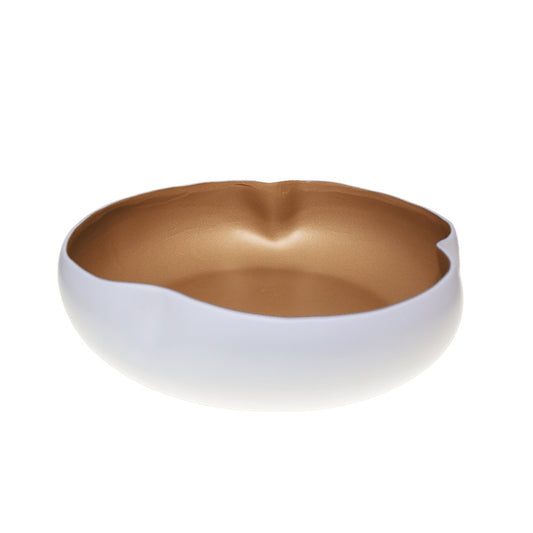 White and gold ceramic bowl 34x34x10cm