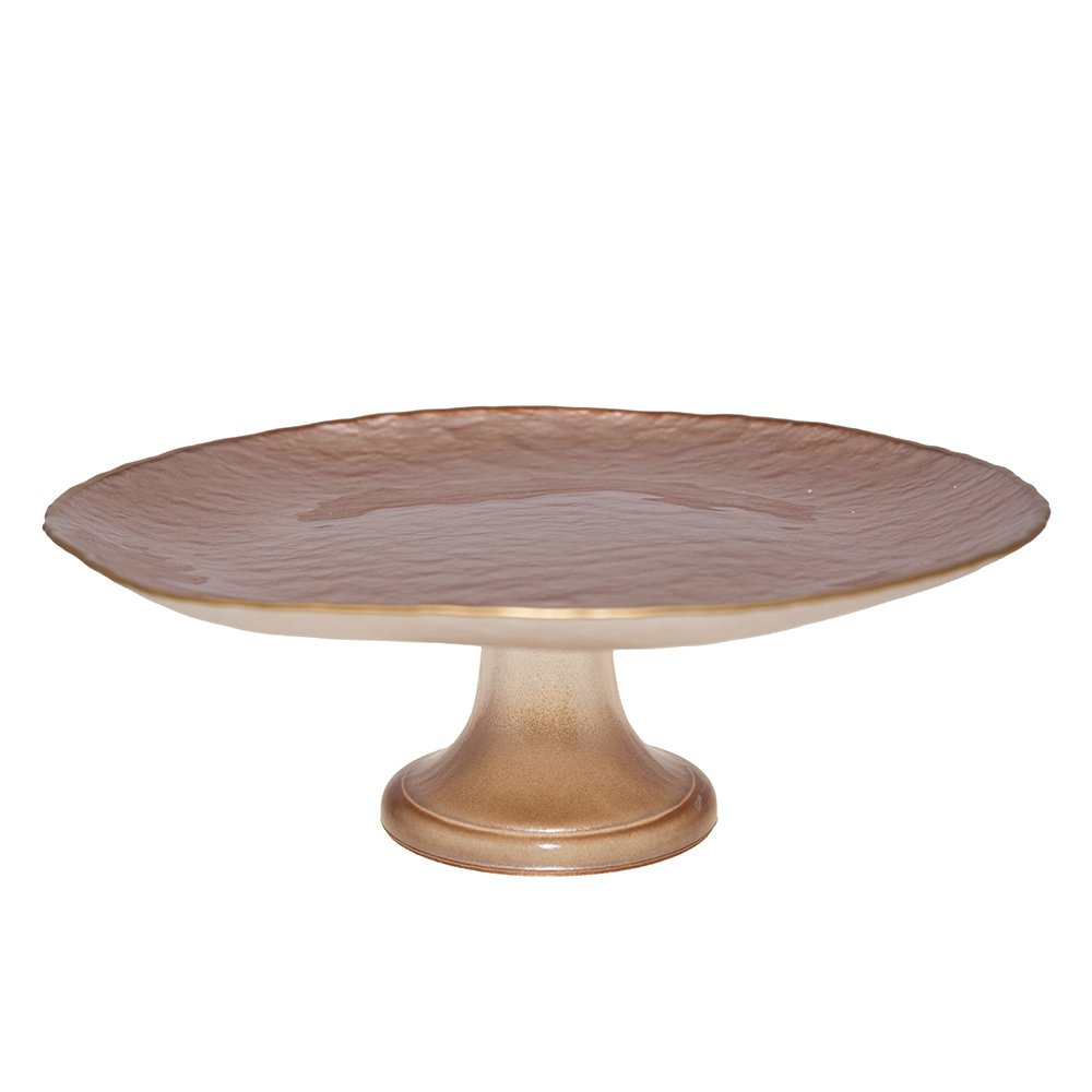 Beige cake dish gilded edge 28cm